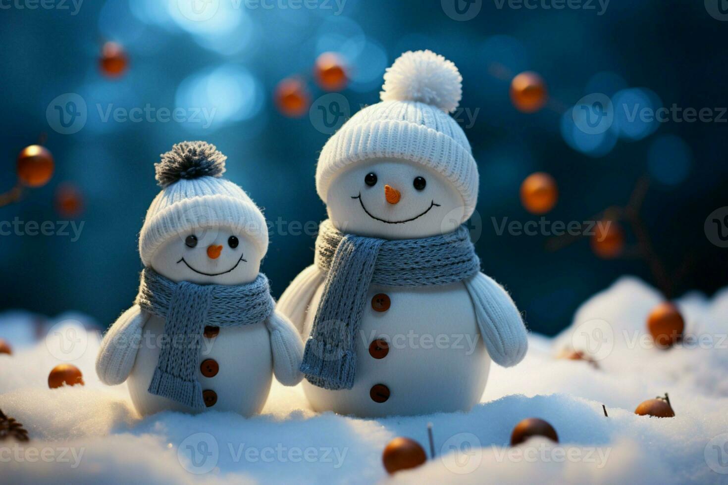 AI generated Charming snowman heralds Christmas celebration holiday cheer AI Generated photo