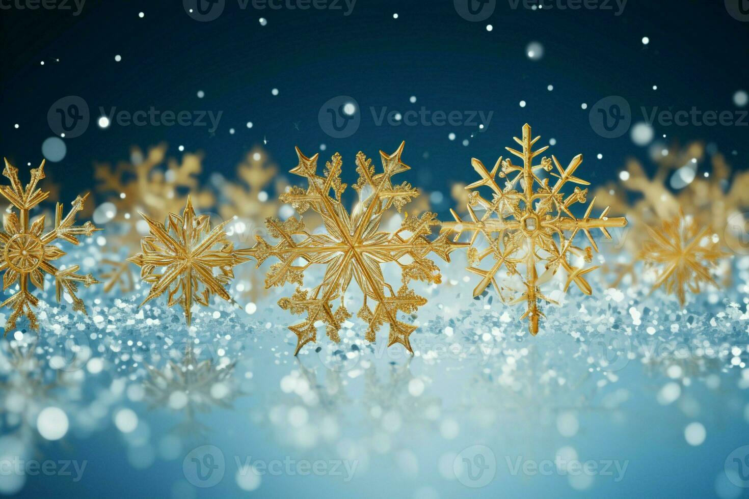 AI generated snowflakes gracefully decorating a winter wonderland Christmas snow light background AI Generated photo