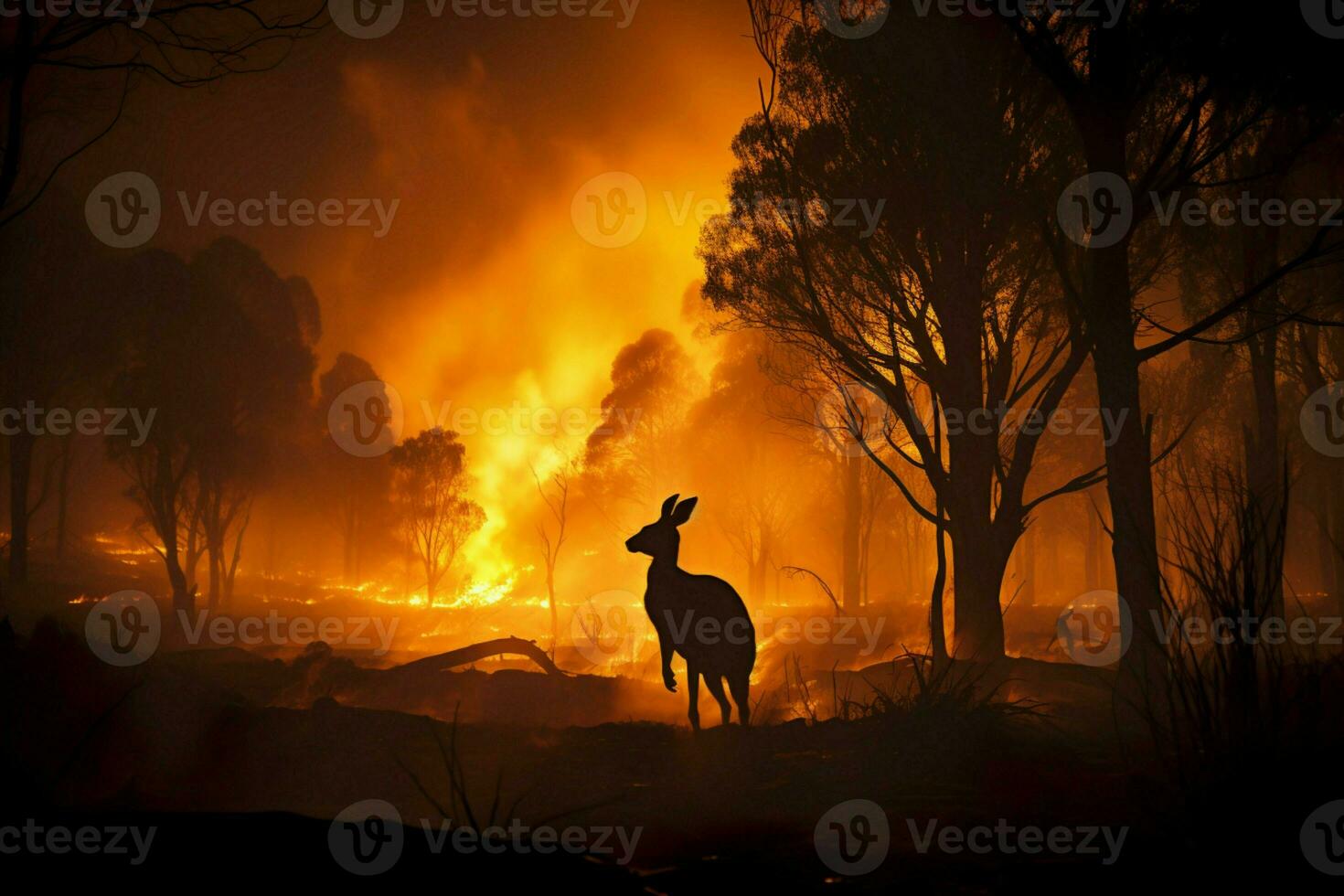 wildfire forest fire Engulfs Woods Fire Spreads Wildly AI Generated photo