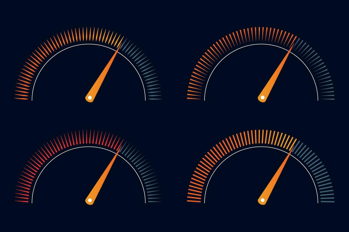 Meter or Gauge indicator, car speed test, speedometer icon, progress performance chart vector illustration.