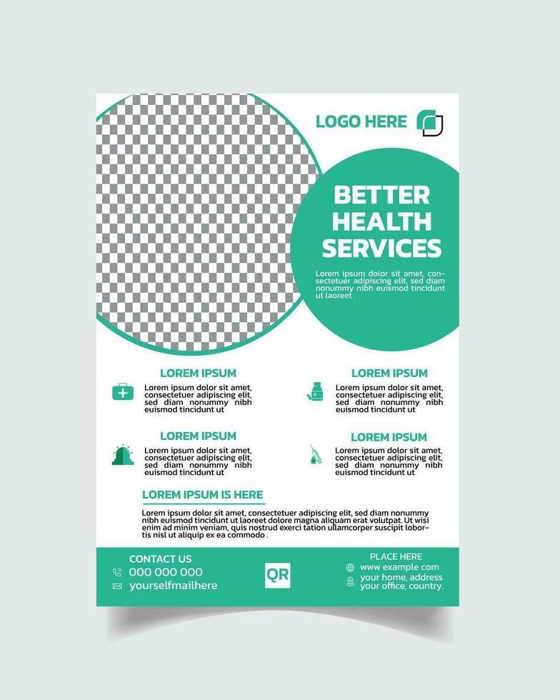 Healthcare modern flyer, medical creative flyer template, medical flyer layout a4 vector