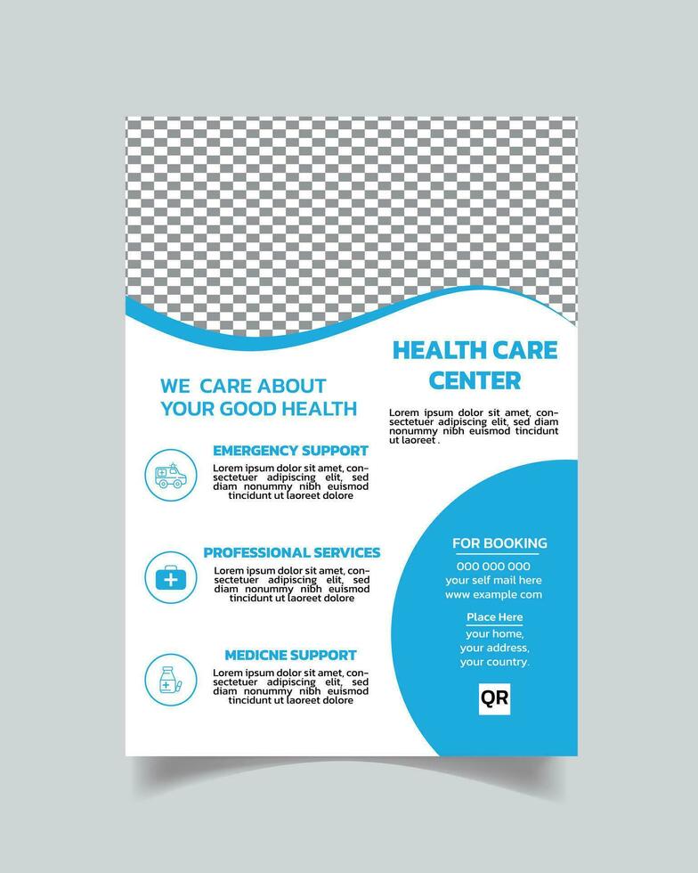 Unique medical flyer template, clinic flyer cover, medical  flyer leaflet A4 size vector