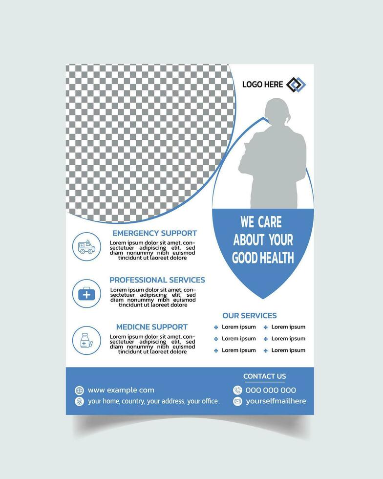 Medical flyer layout, health care cover design, clinic flyer layout A4 size vector art