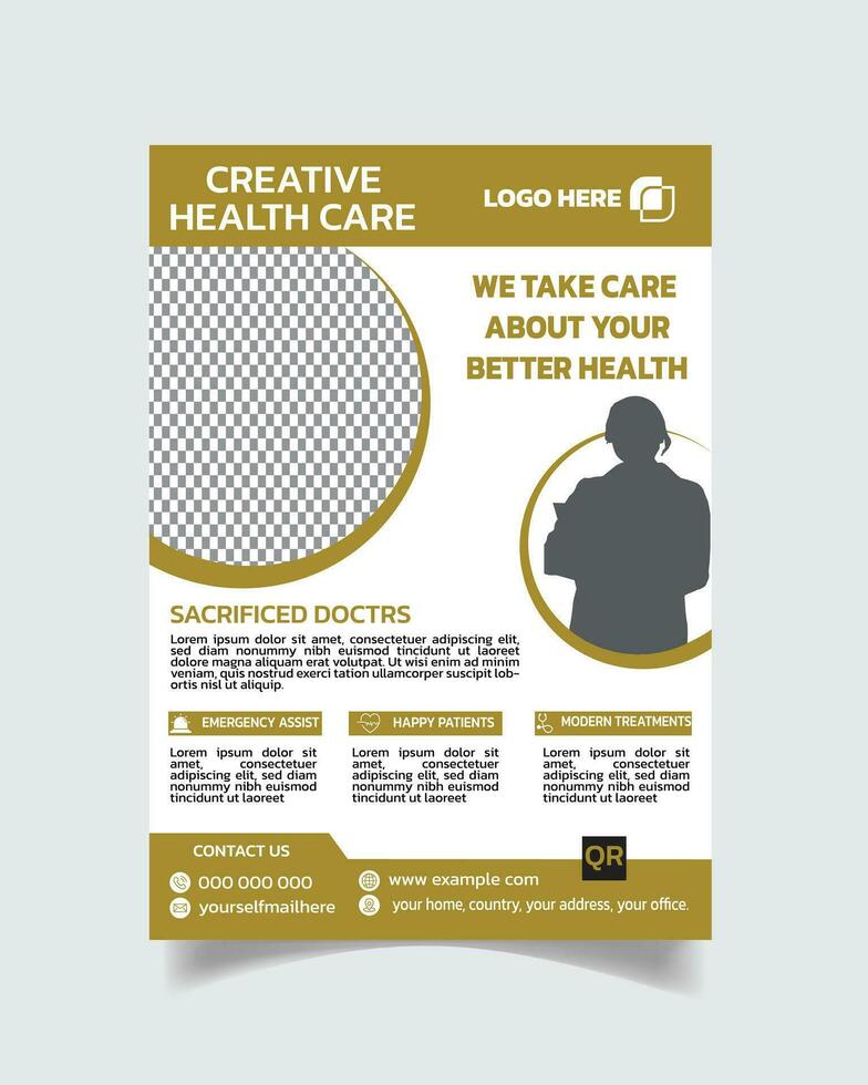 Elegant healthcare flyer, medical cover a4 template, medical flyer layout vector