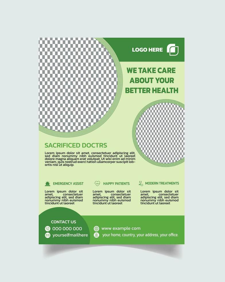 Unique modern medical flyer, healthcare cover a4 template, medical flyer layout design vector