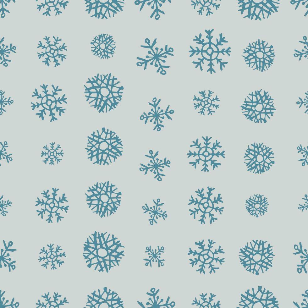 Seamless background of hand drawn snowflakes. Christmas and New Year decoration elements. Vector illustration.