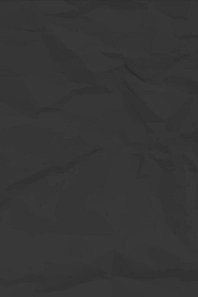 Black clean crumpled paper background. Vertical crumpled empty paper template for posters and banners. Vector illustration