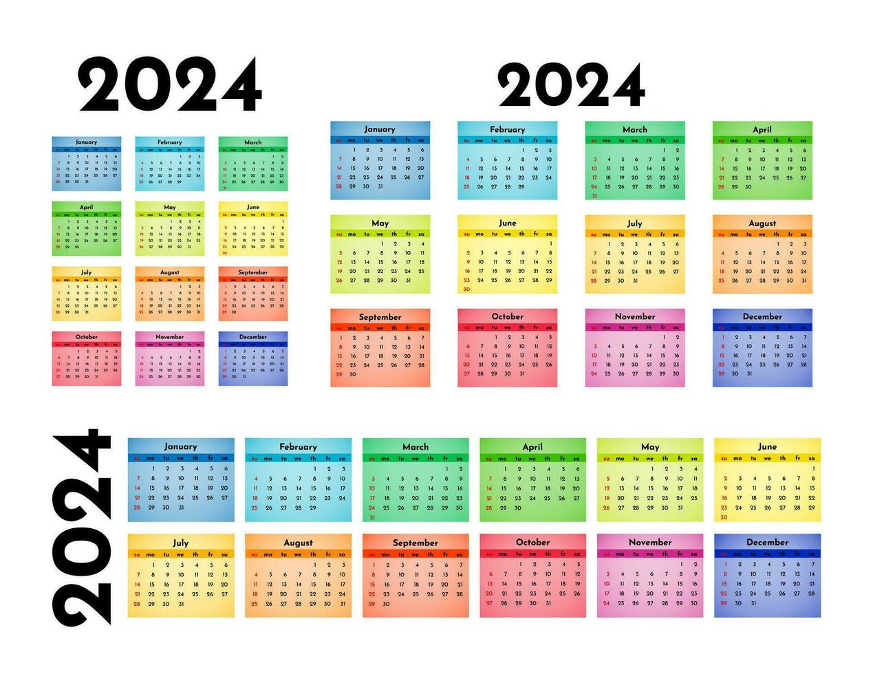 Calendar for 2024 isolated on a white background vector