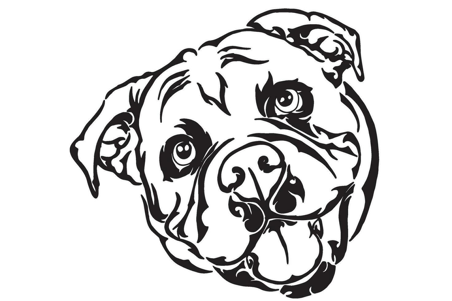 perro - buldog cabeza tatuaje diseño vector