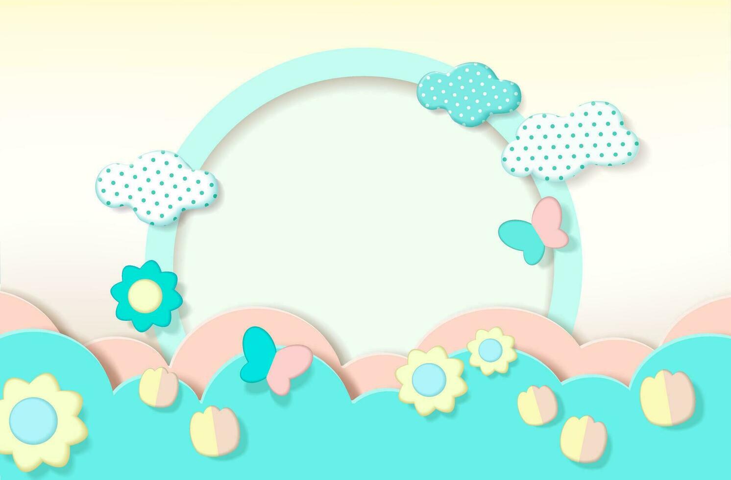 Vector background with cute design in paper cut style.