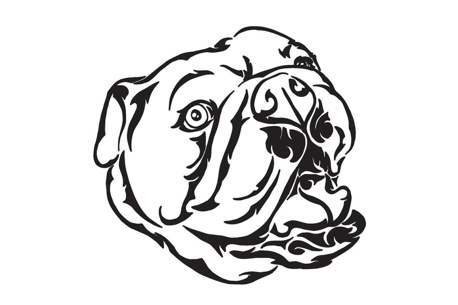 perro - buldog cabeza tatuaje diseño vector