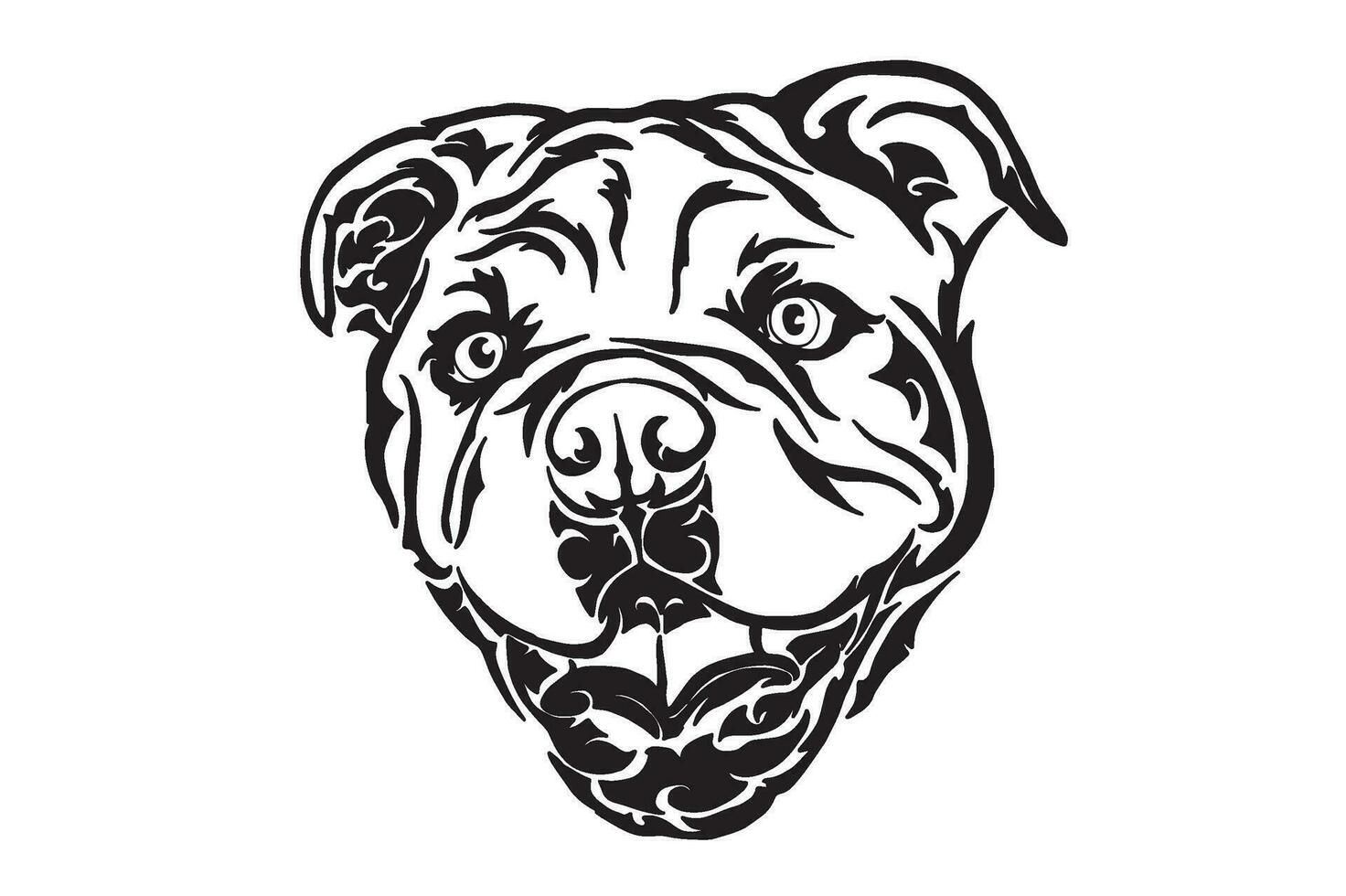 perro - buldog cabeza tatuaje diseño vector