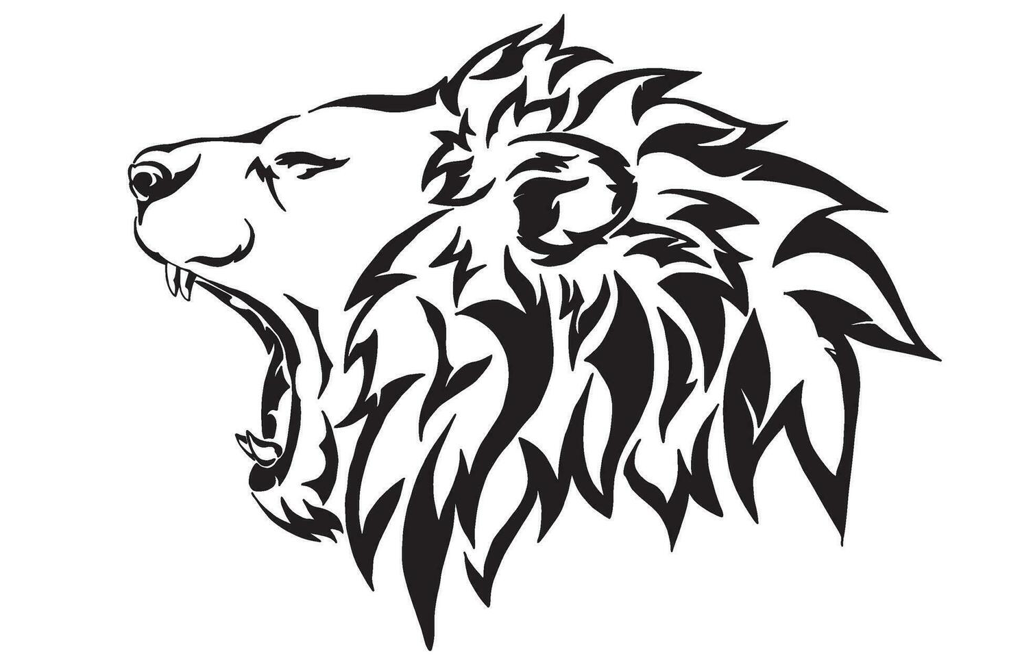 león cabeza tatuaje diseño vector