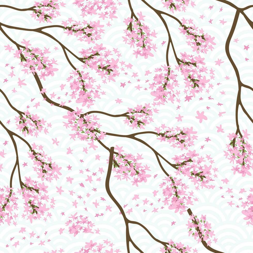 Vector seamless floral pattern with sakura