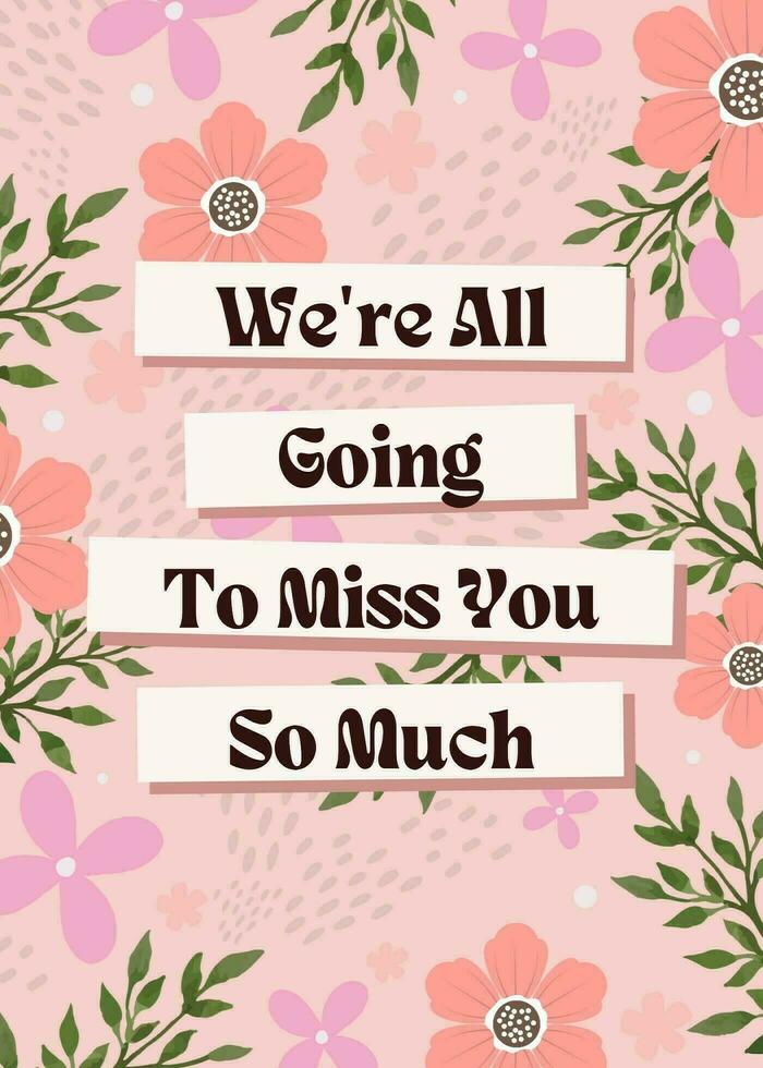 Floral Miss You Greeting Cards template