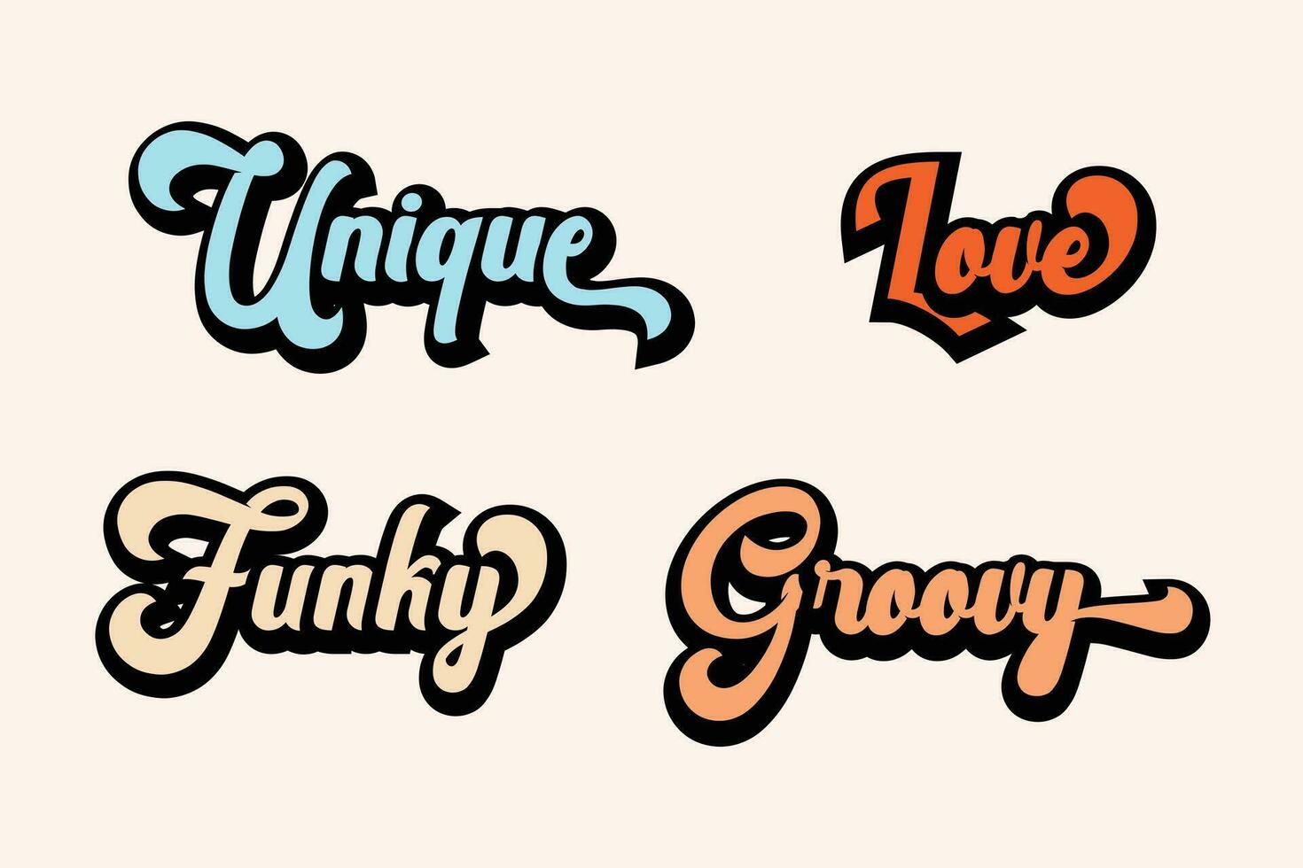 Set of vintage words typography vector