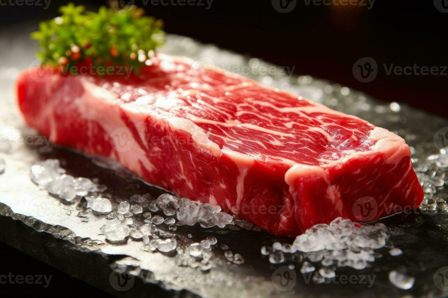 AI generated Barbecue Steak raw Japanese Wagyu beef a5 , There is fat between the meat, AI generative photo