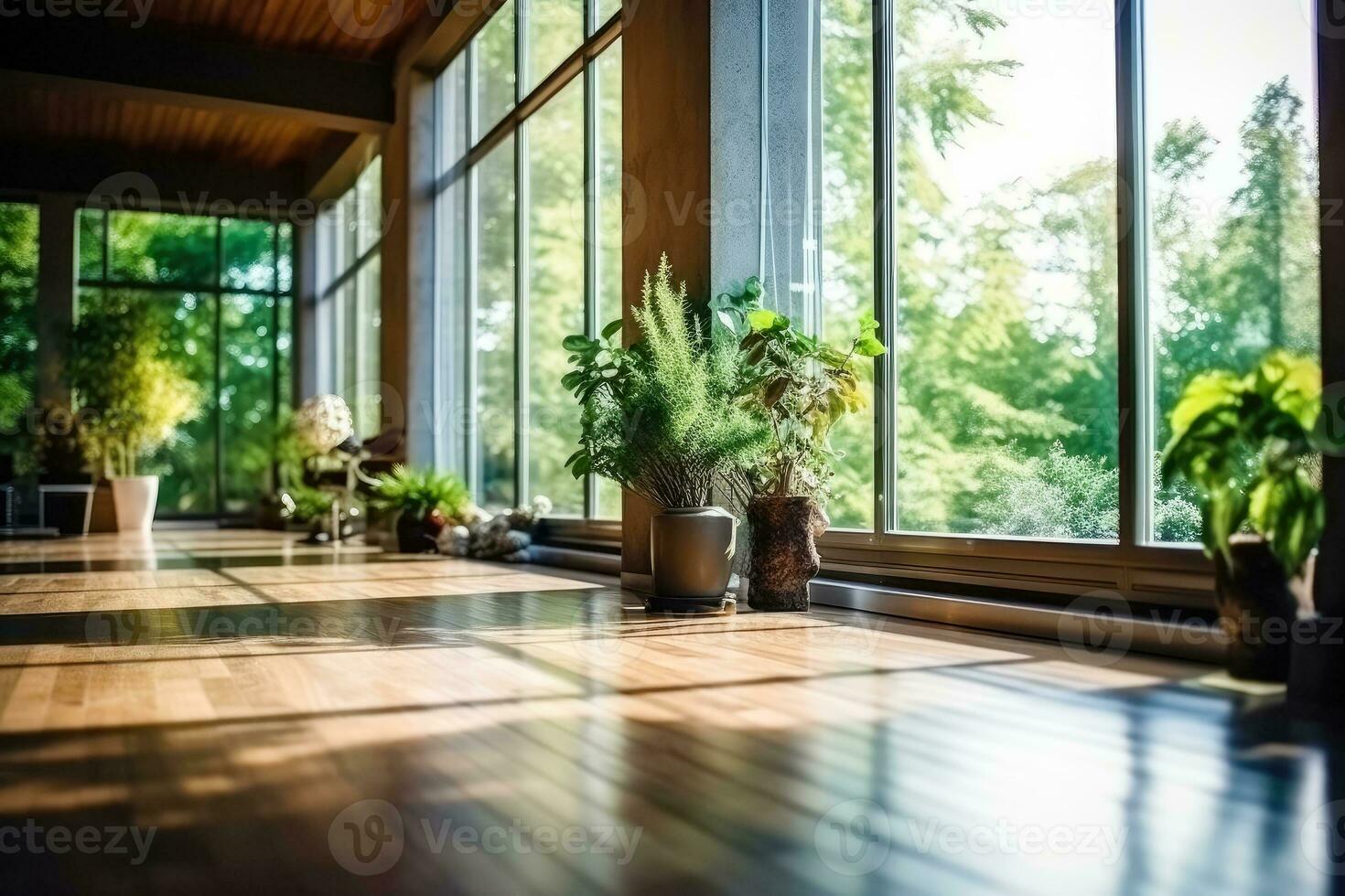AI generated Luxury modern home interior behind glass near a window , Ai generative photo