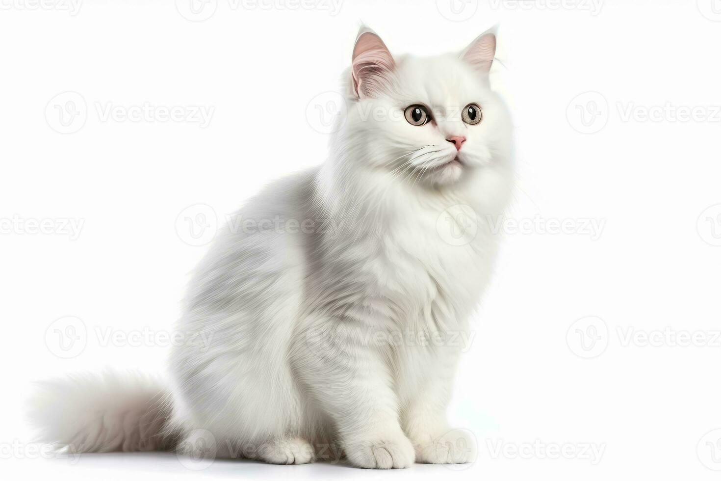 AI generated Portrait of handsome young cat isolated on white background, Ai generative photo