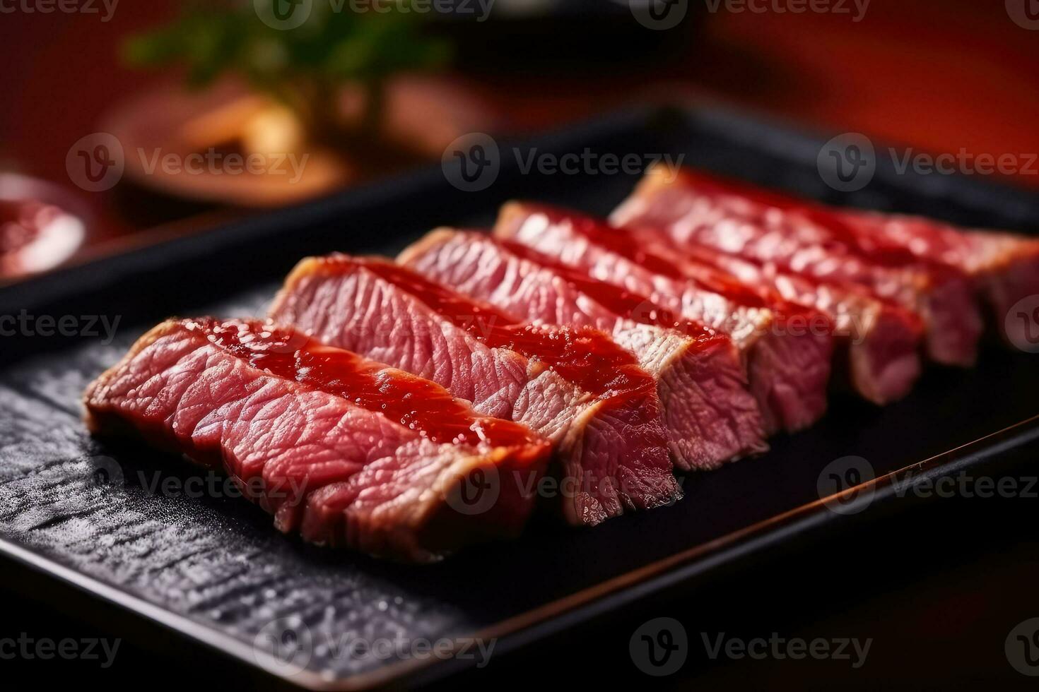 AI generated Barbecue Steak raw Japanese Wagyu beef a5 , There is fat between the meat, AI generative photo