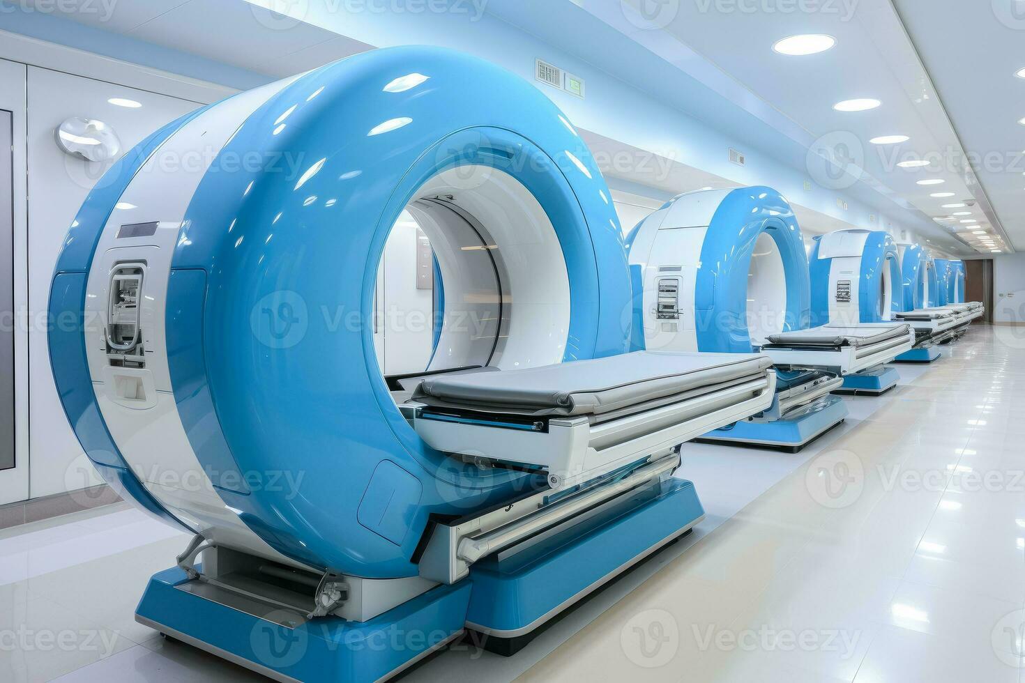 AI generated CT Scan Device in Hospital , Medical CT or MRI Medical Equipment and Health Care , Magnetic Resonance Imaging Machine , AI generative photo