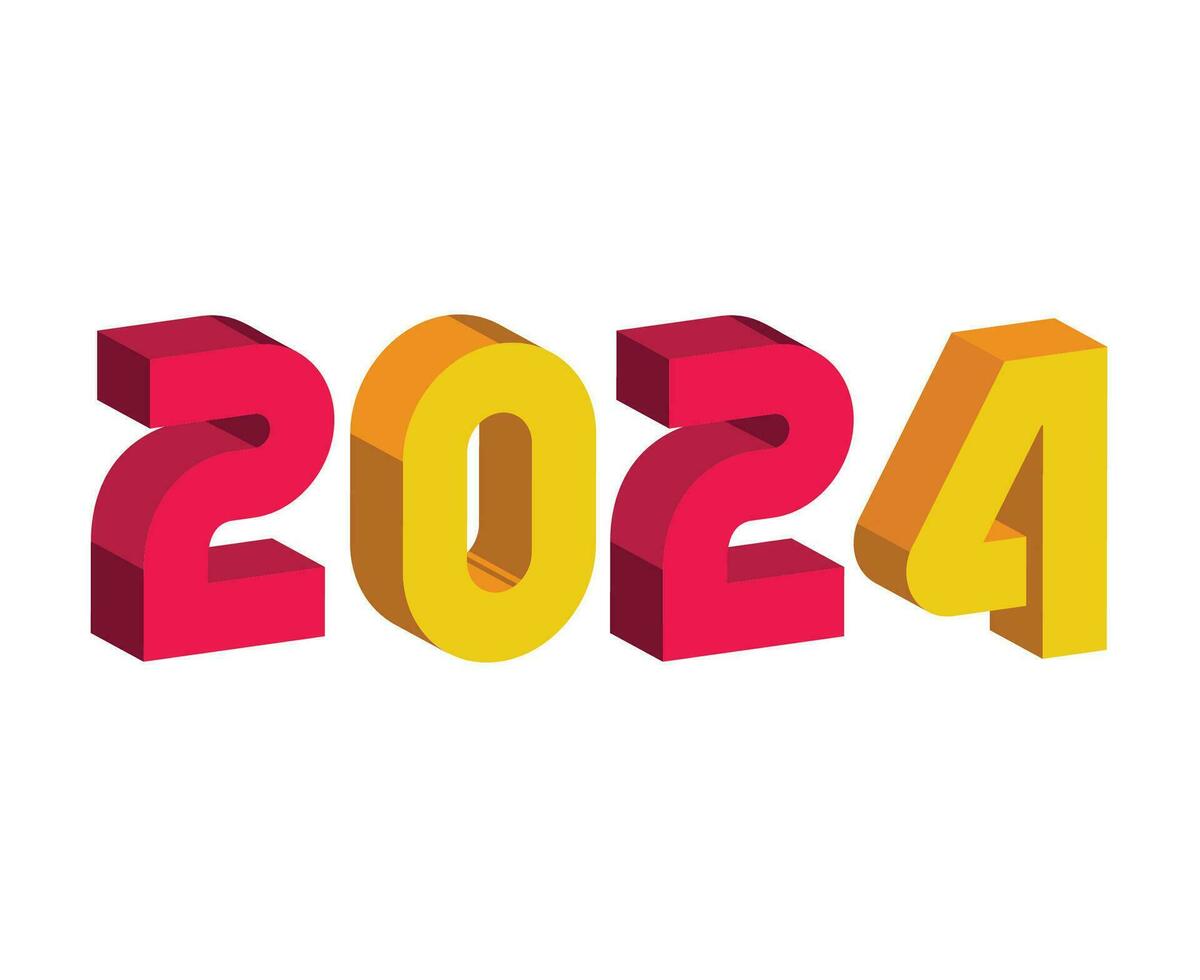2024 New Year Abstract Pink And Yellow Graphic Design Holiday Vector Logo Symbol Illustration