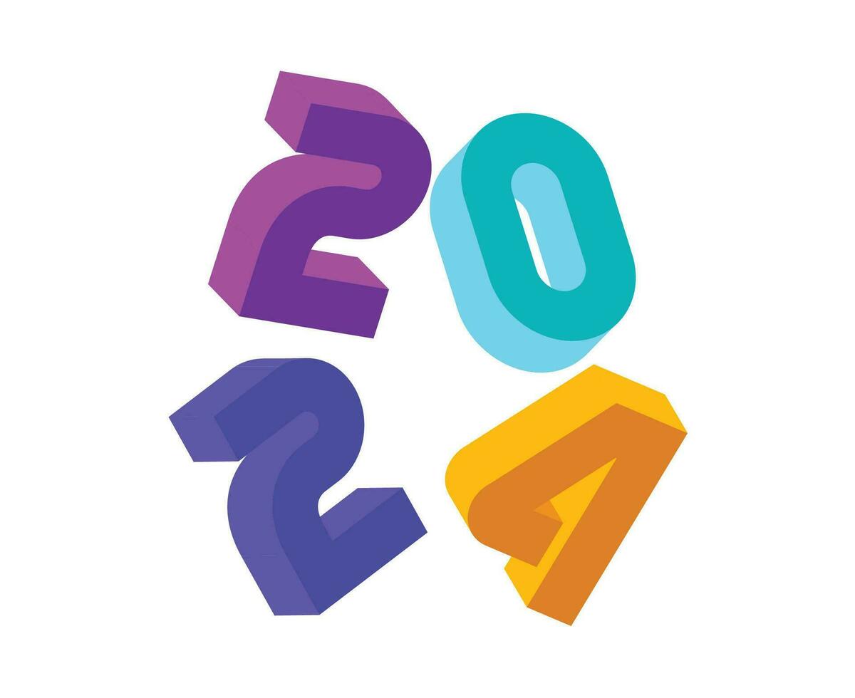 2024 nuevo año resumen multicolor gráfico diseño fiesta vector logo símbolo ilustración
