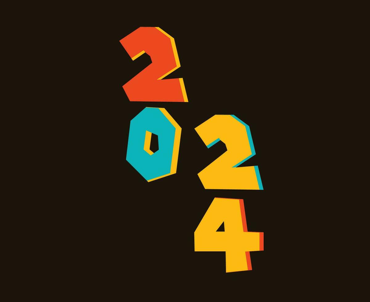 2024 New Year Abstract Multicolor Graphic Design Holiday Vector Logo Symbol Illustration With Brown Background