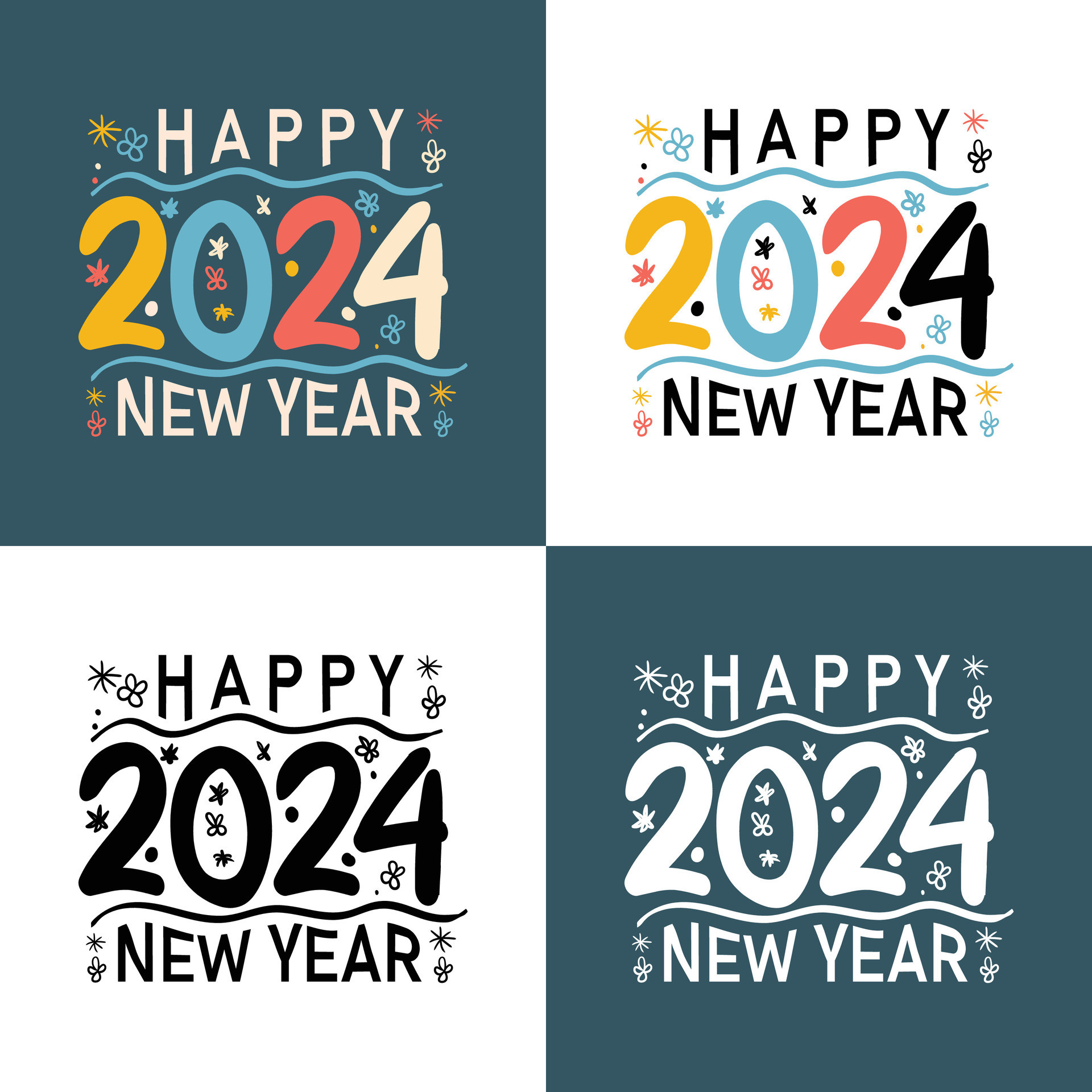 Happy New Year 2024 tshirt design. typography tshirt design, New Year