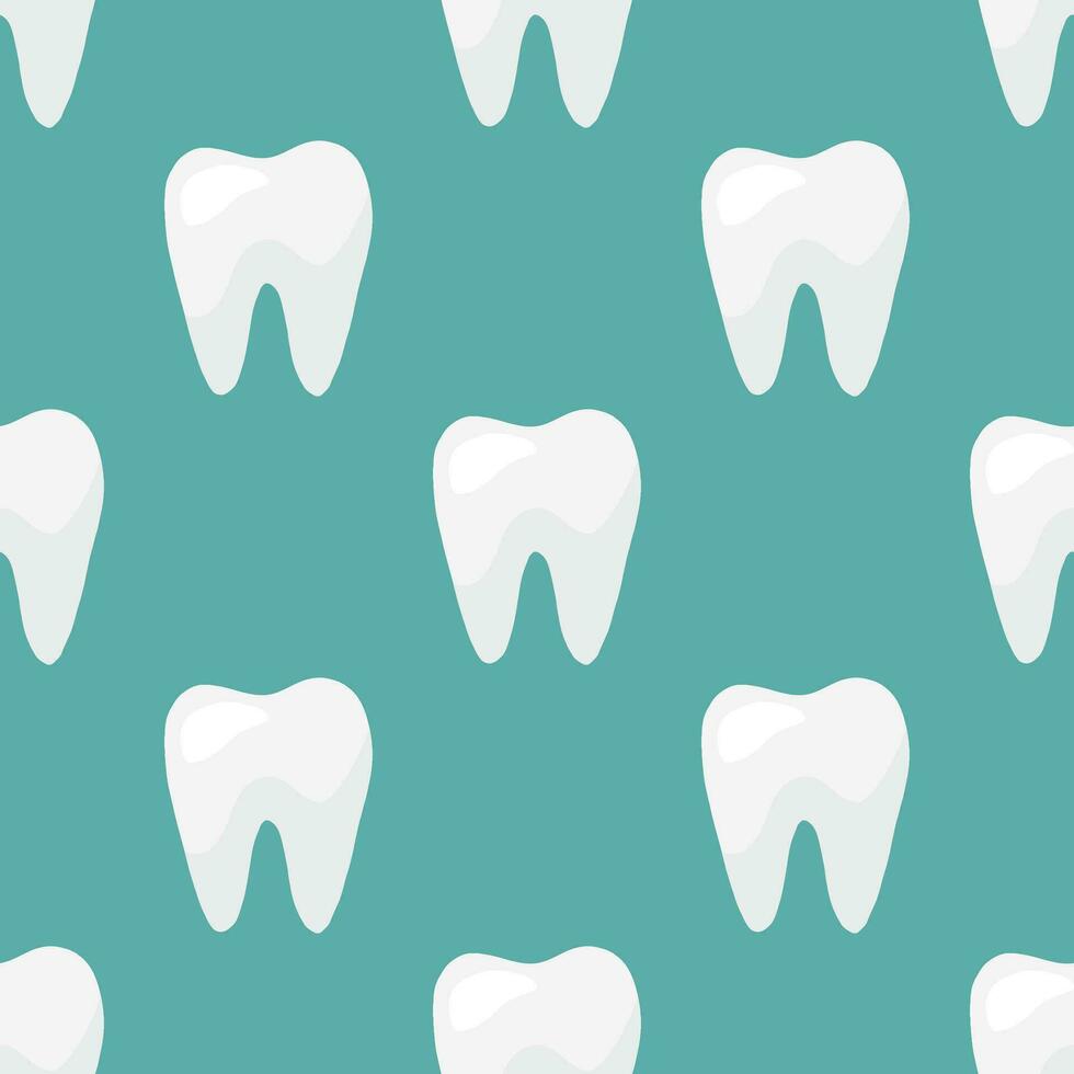 Seamless Pattern Tooth health. Oral dental hygiene. Flat design. Blue background. vector