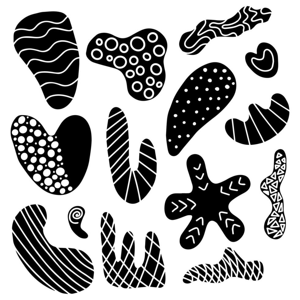 hand drawn various shapes and doodle objects. Abstract contemporary modern trendy vector illustration