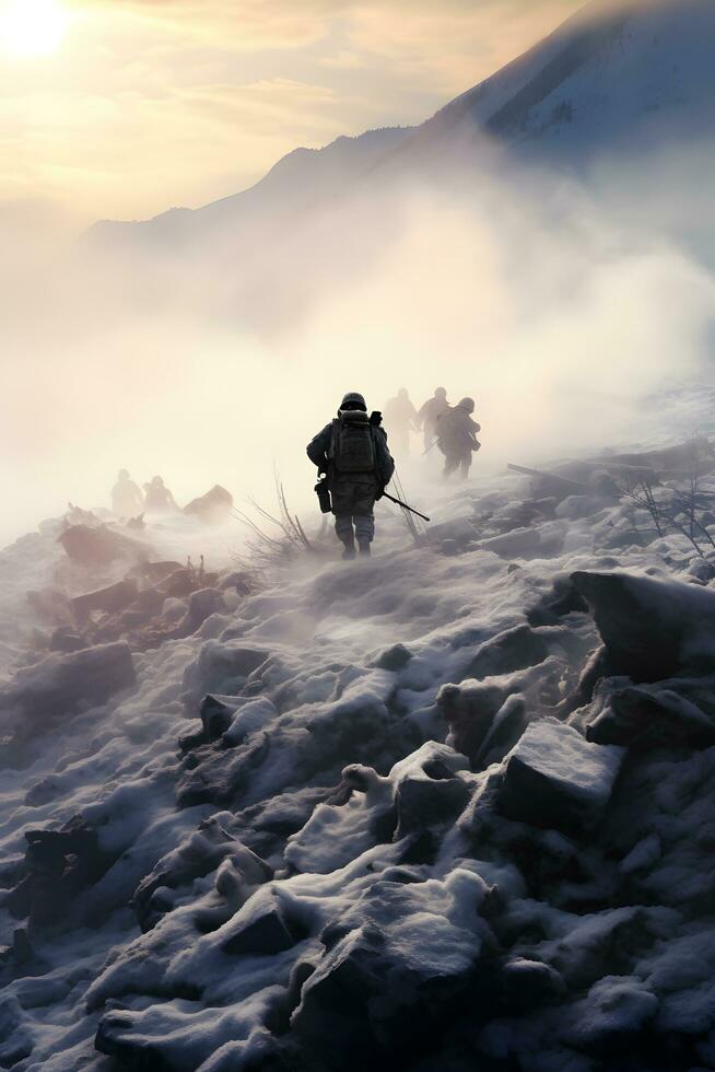 AI generated Man with a backpack on the background of the mountains. Travel concept photo