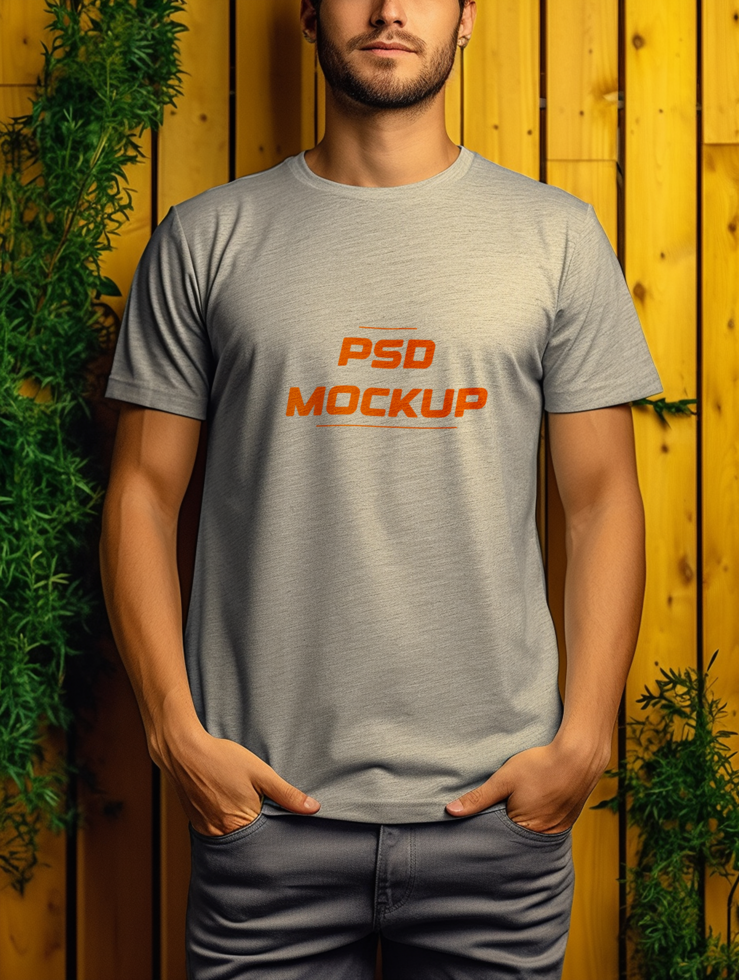 AI generated Grey T-shirt mockup design psd