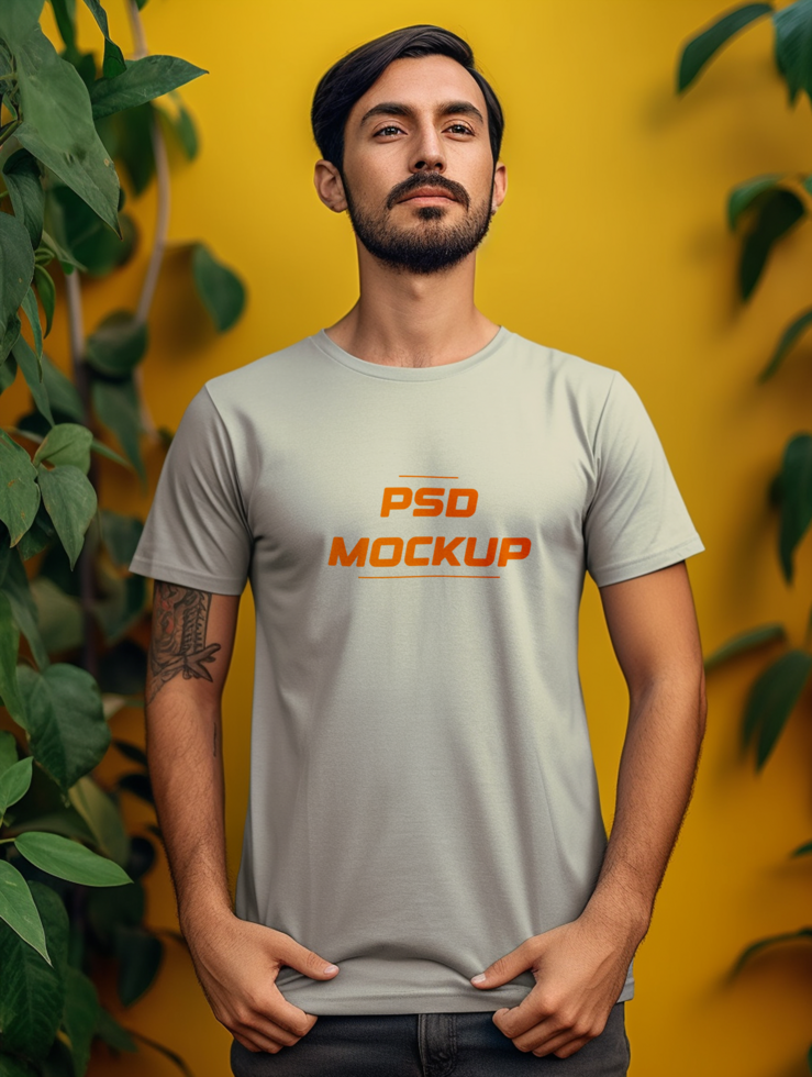 AI generated Grey T-shirt mockup design psd