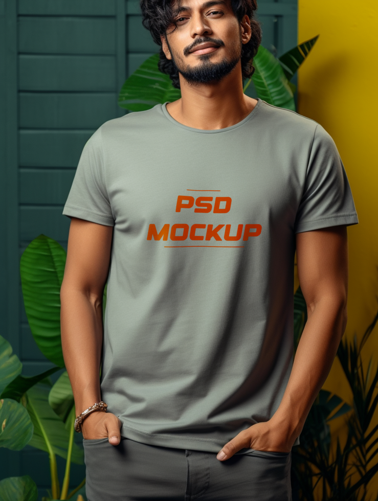AI generated Grey T-shirt mockup design psd