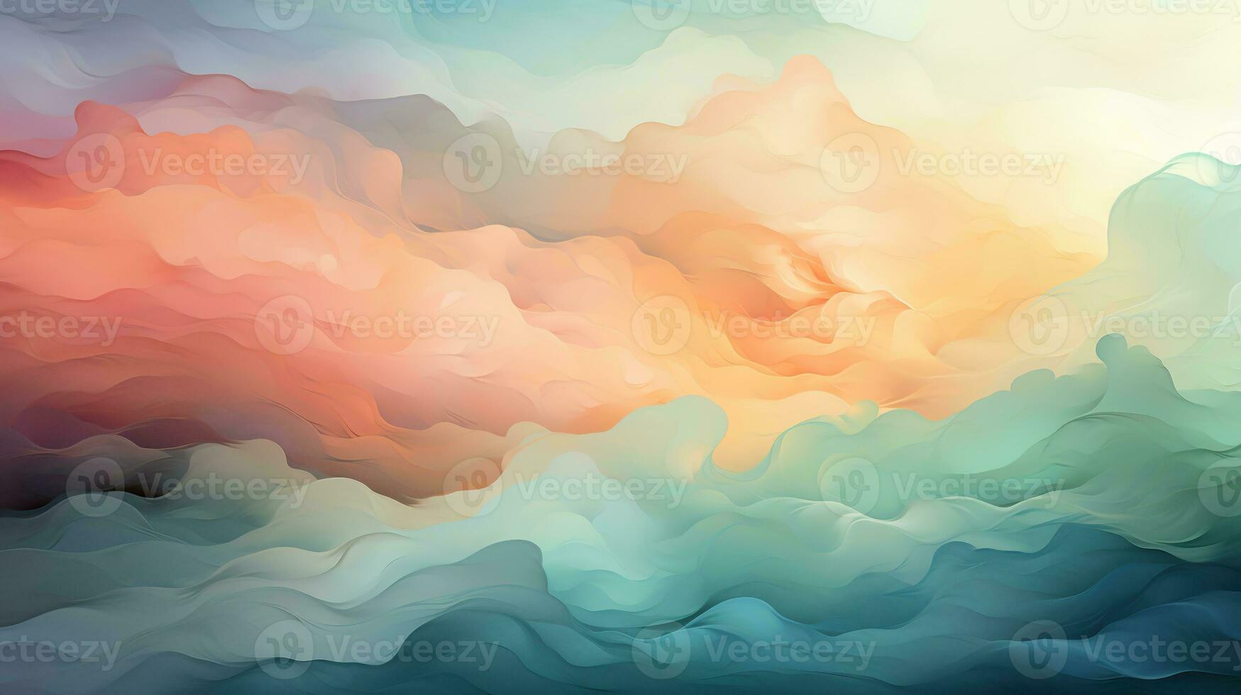 AI generated Background smooth gradient blue, peach green. Light color gradient transitions. Created with Generative AI photo