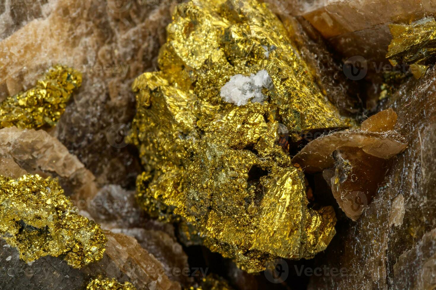 Macro mineral stone Barit Pyrit on a white background photo