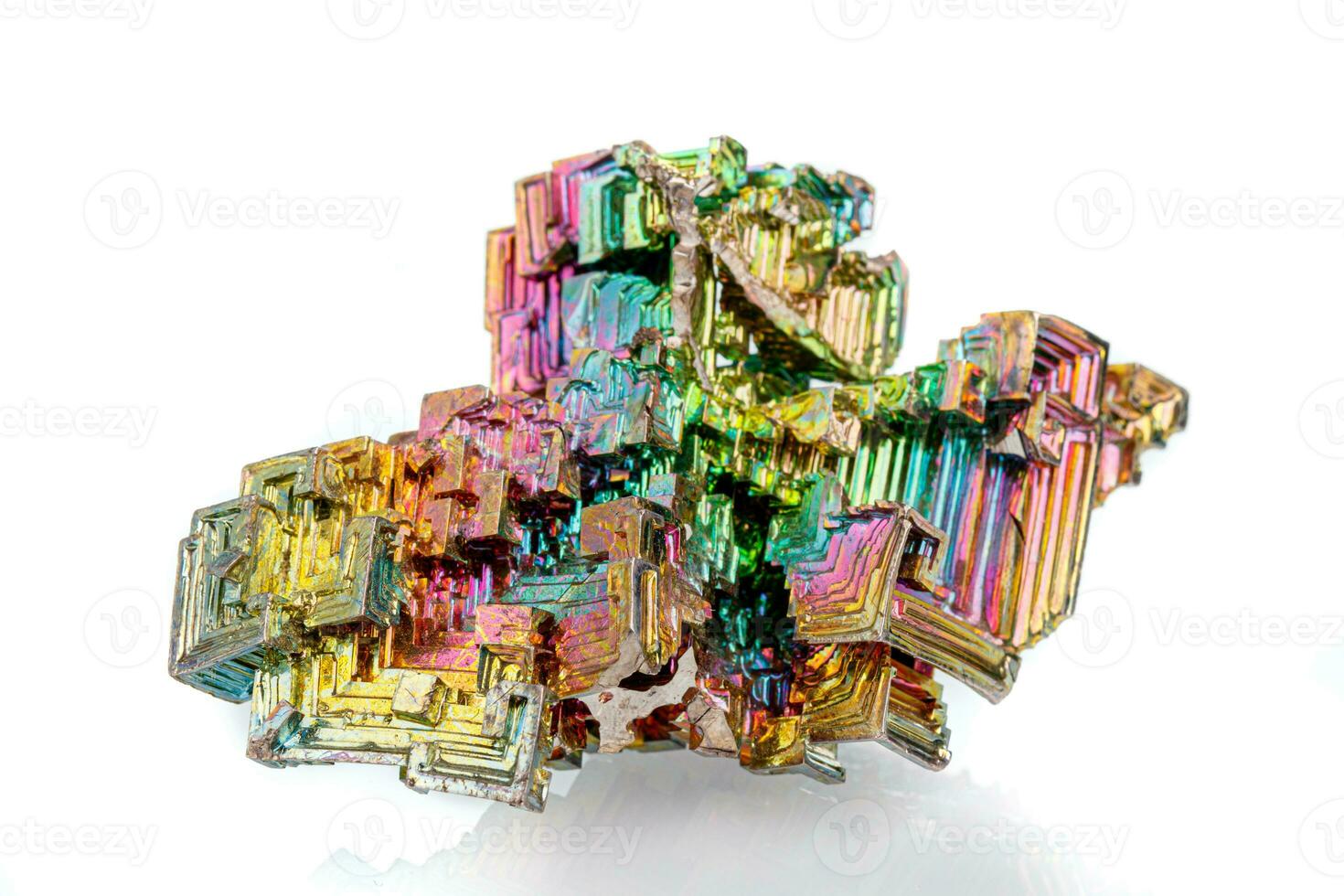 macro mineral stone bismuth on a white background photo