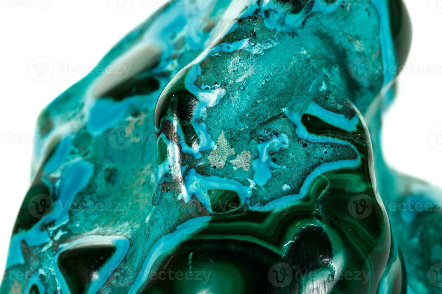 Macro mineral stone malachite Chrysocolla on a white background photo