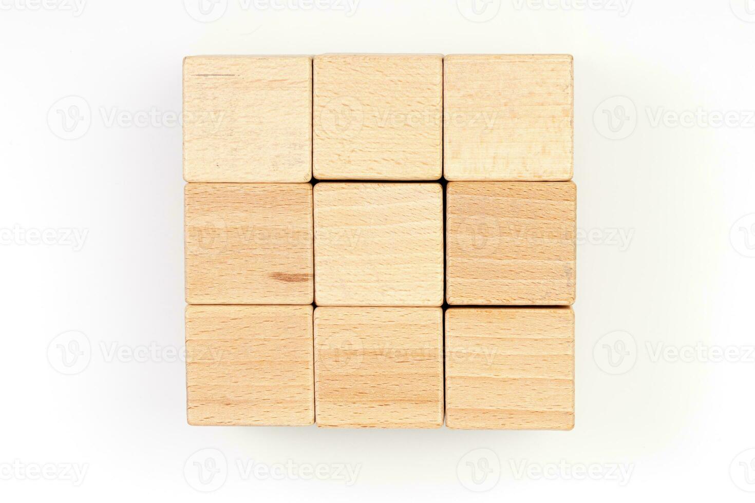 Wooden cubes on a white background photo