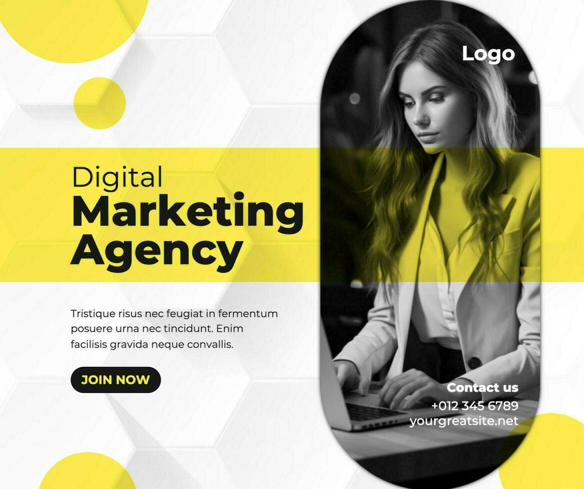 Yellow and Black Marketing Agency Facebook Post template