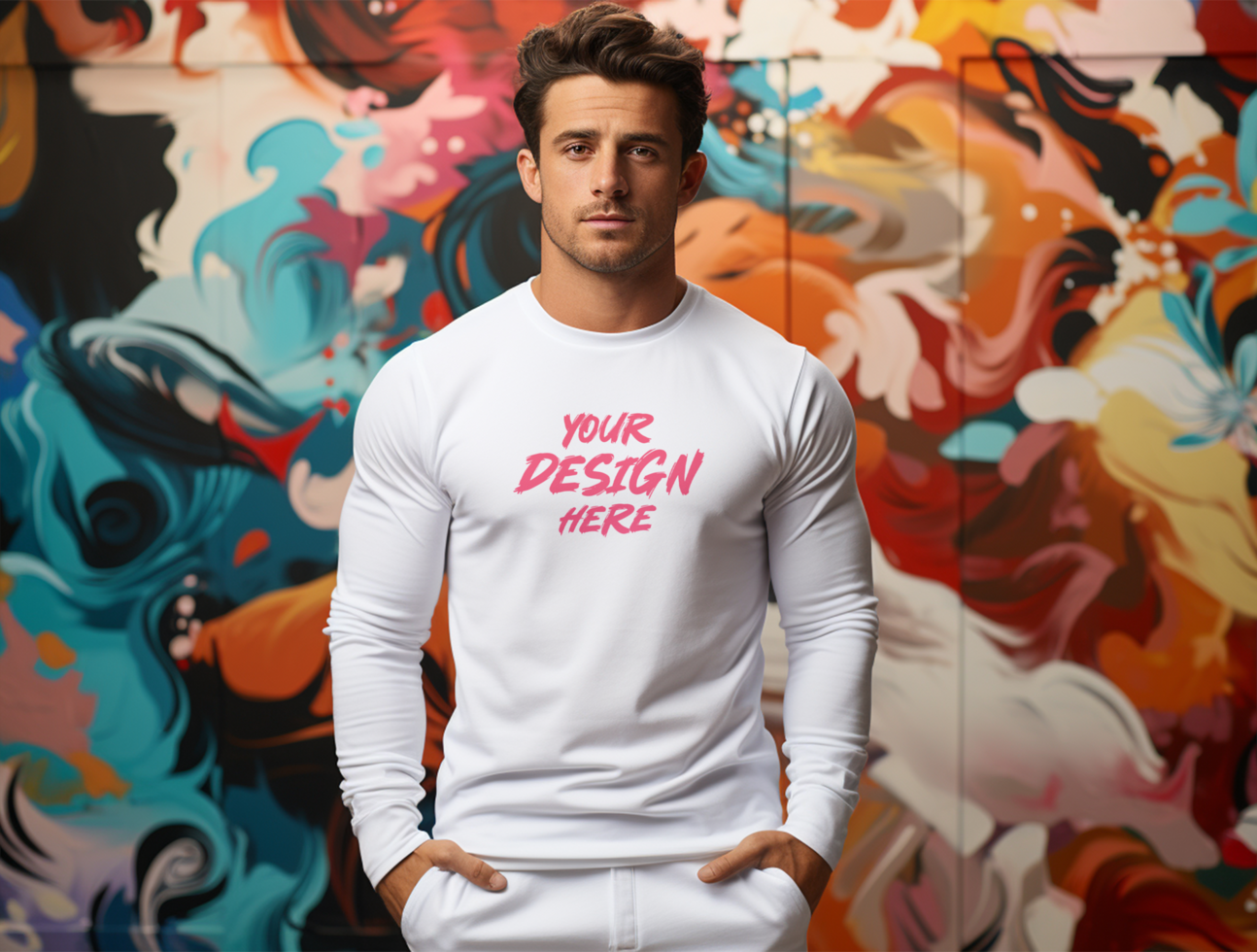 AI generated Sweatshirt mockup design PSD template