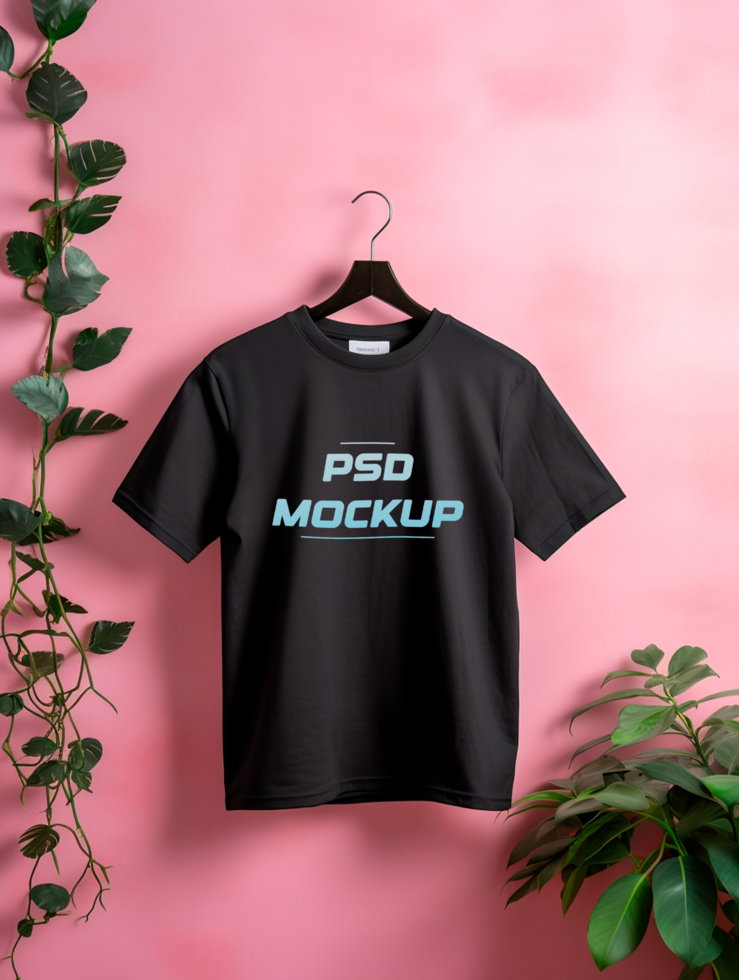 AI generated Black T-shirt mockup design PSD template