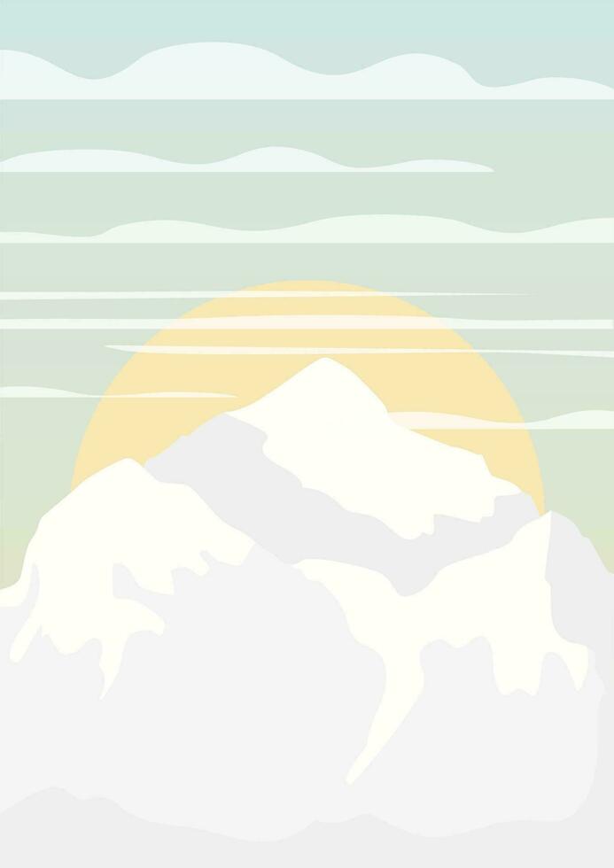 paisaje ilustración de invierno Nevado sierras. de viaje, invierno senderismo. vector