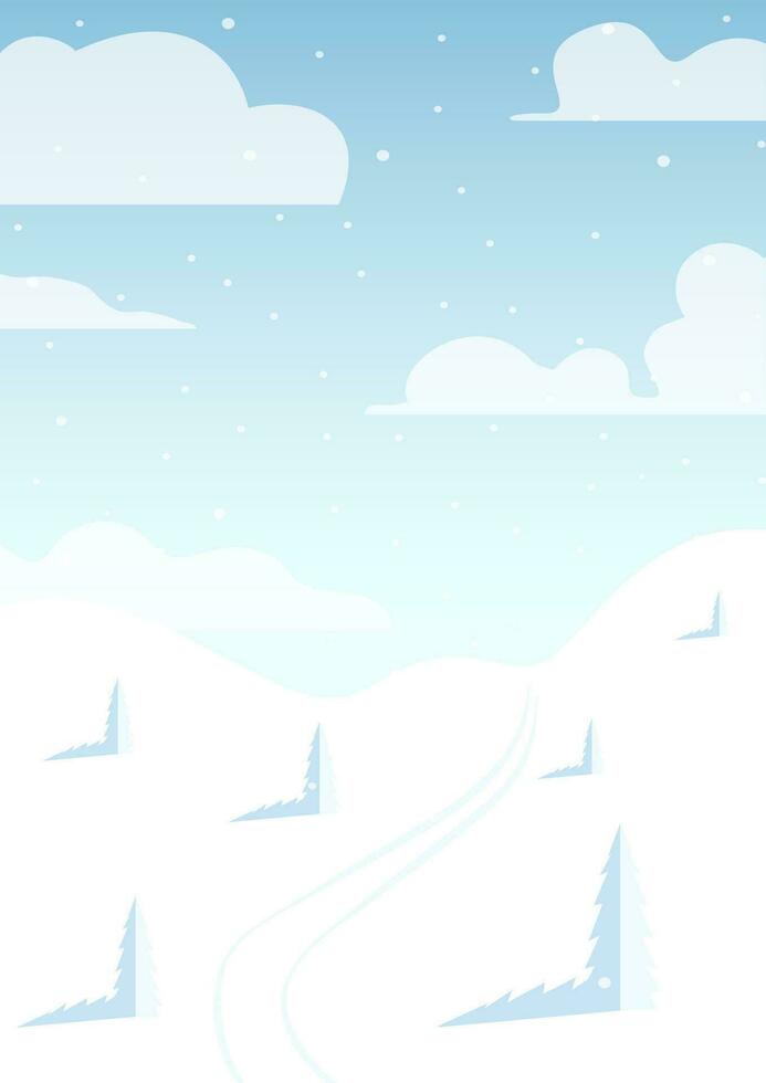 invierno fiesta paisaje con Nevado abeto arboles vector contento nuevo año ilustración.