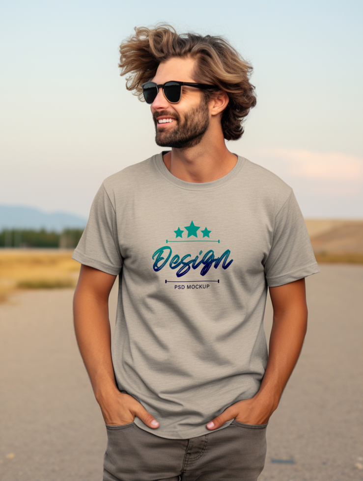 AI generated T-shirt mockup design PSD template