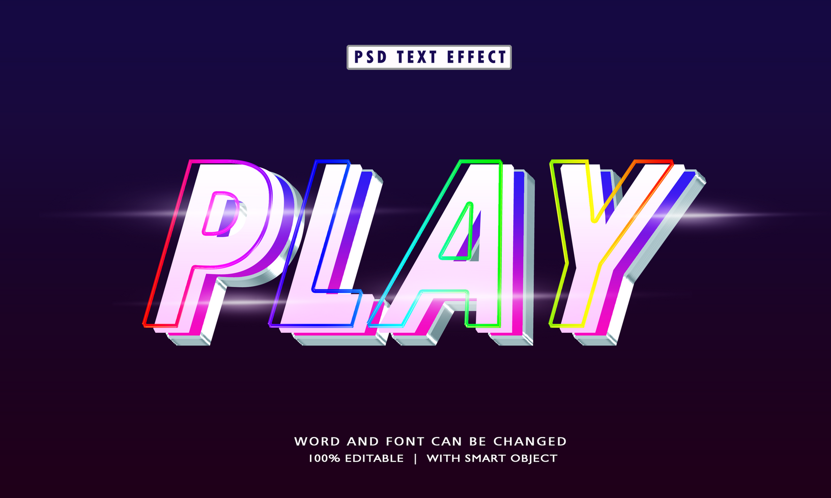 Play Editable Text Effects Rainbow Style psd