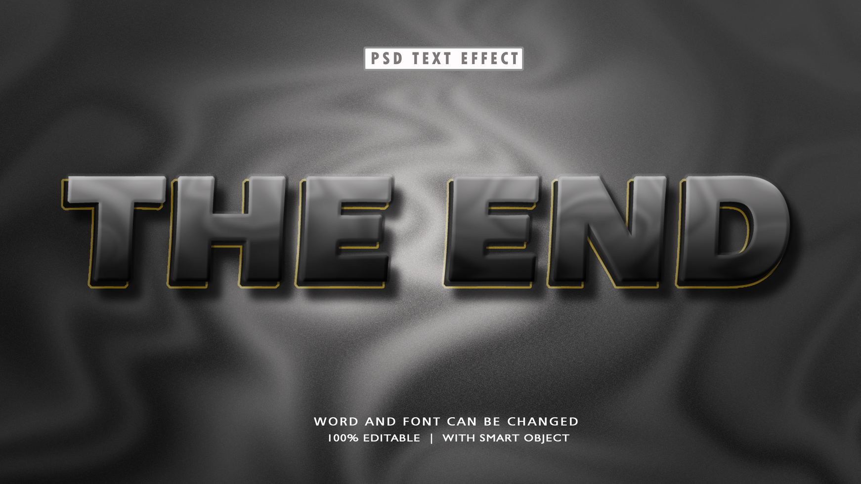 The End 3D Style Text Effects psd