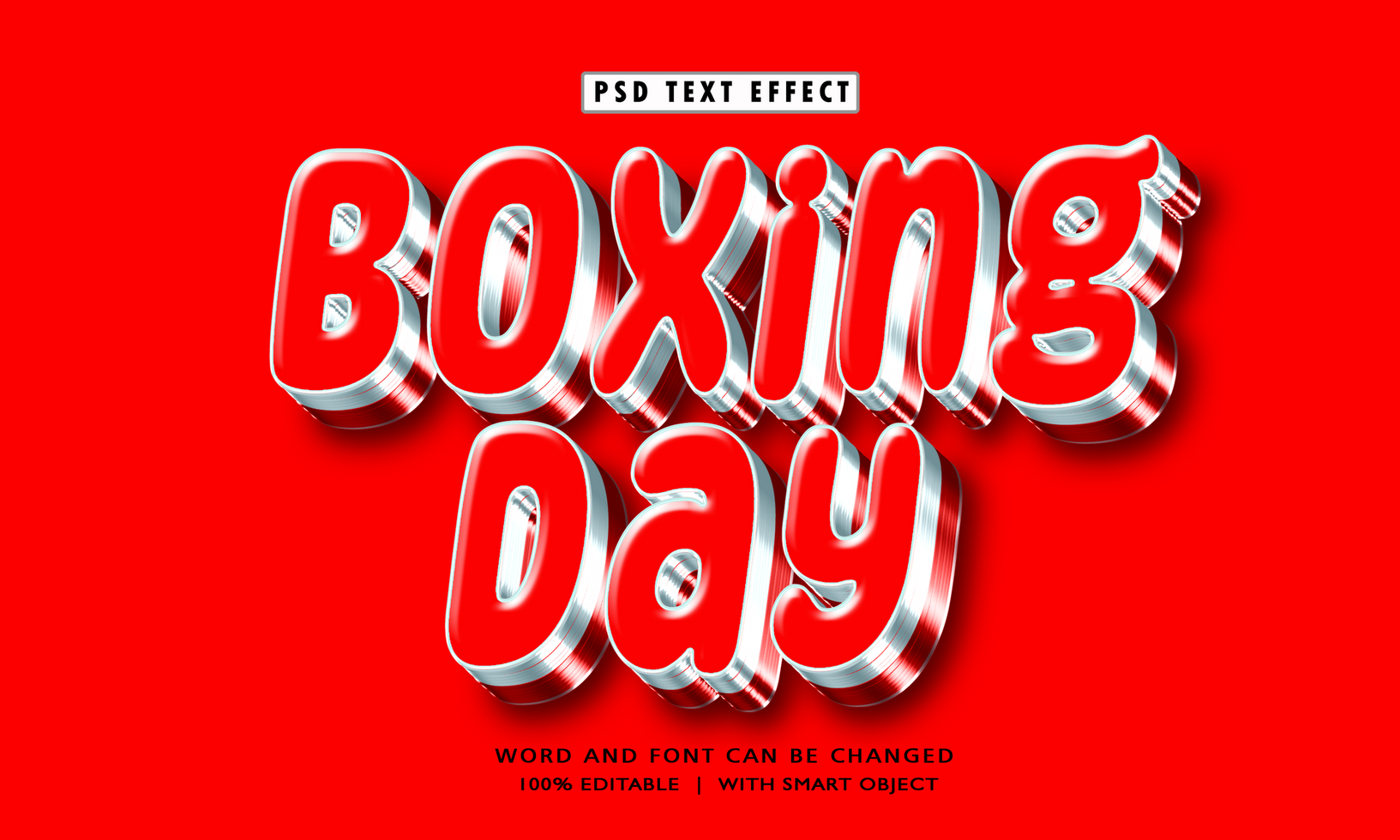 Boxing Day 3D Editable Text Effects psd