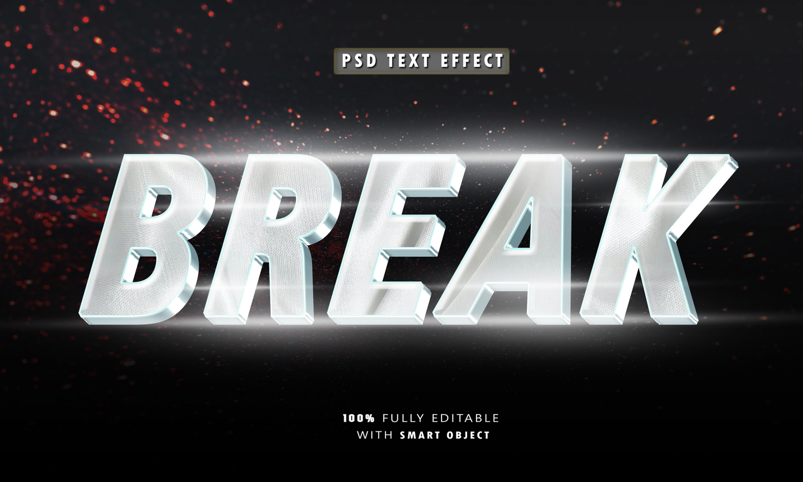 Break 3D Editable Text Effects in The Dark psd